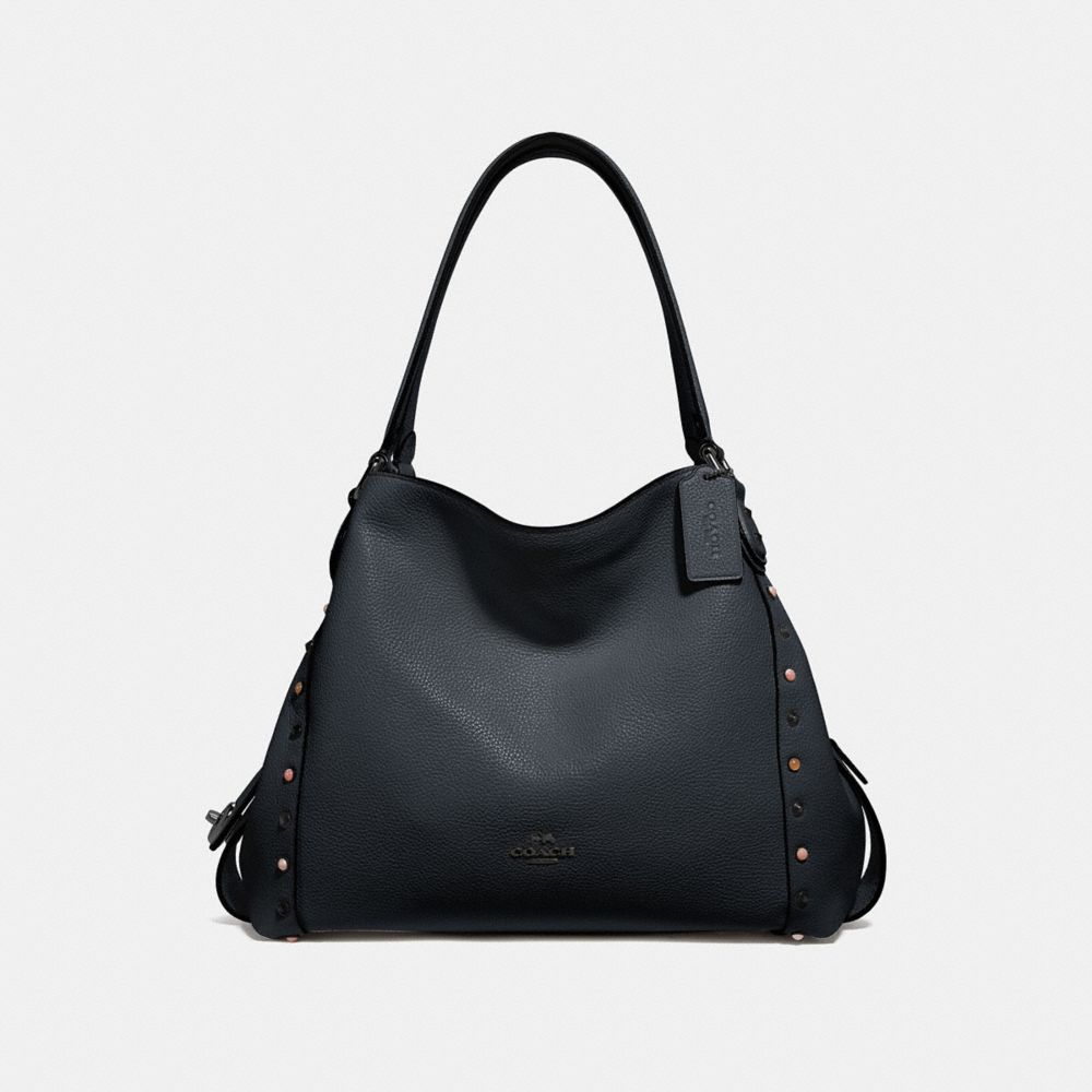 COACH 52546 - EDIE SHOULDER BAG 31 WITH RIVETS GM/MIDNIGHT NAVY