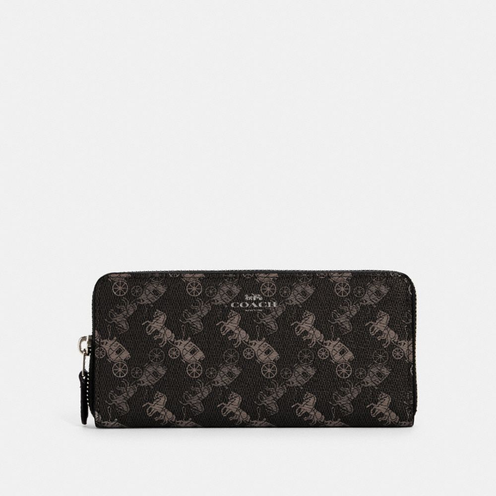 COACH 531 SLIM ACCORDION ZIP WALLET WITH HORSE AND CARRIAGE PRINT IM/BLACK-GREY-MULTI