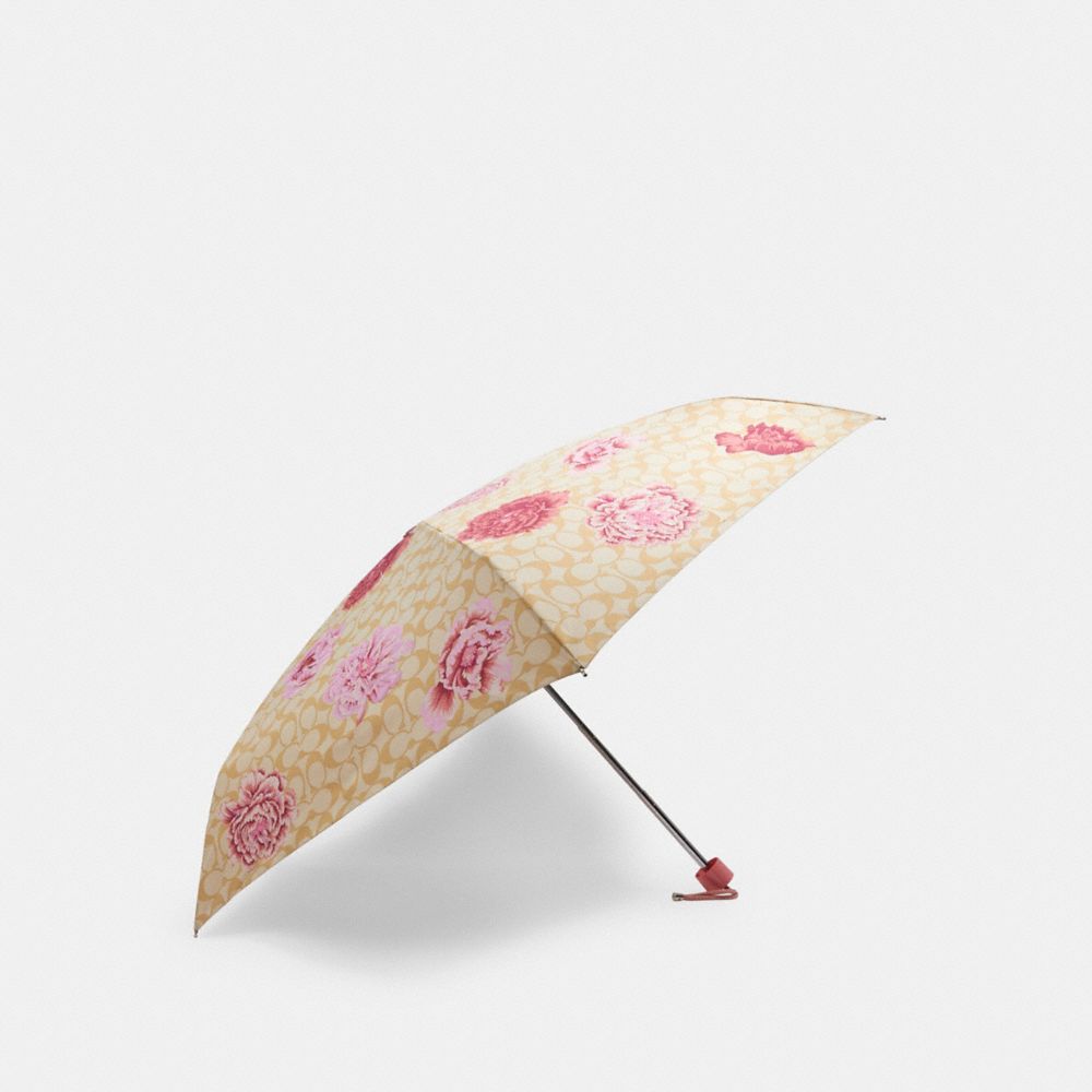 COACH 5330 - Mini Umbrella In Signature Kaffe Fassett Print SILVER/LIGHT KHAKI