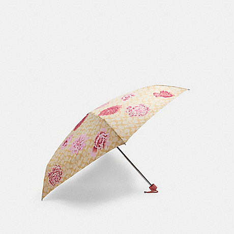 COACH 5330 Mini Umbrella In Signature Kaffe Fassett Print SILVER/LIGHT KHAKI