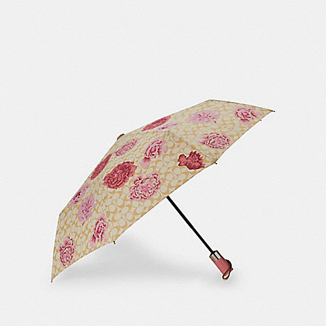 COACH 5331 Umbrella In Signature Kaffe Fassett Print SILVER/LIGHT KHAKI