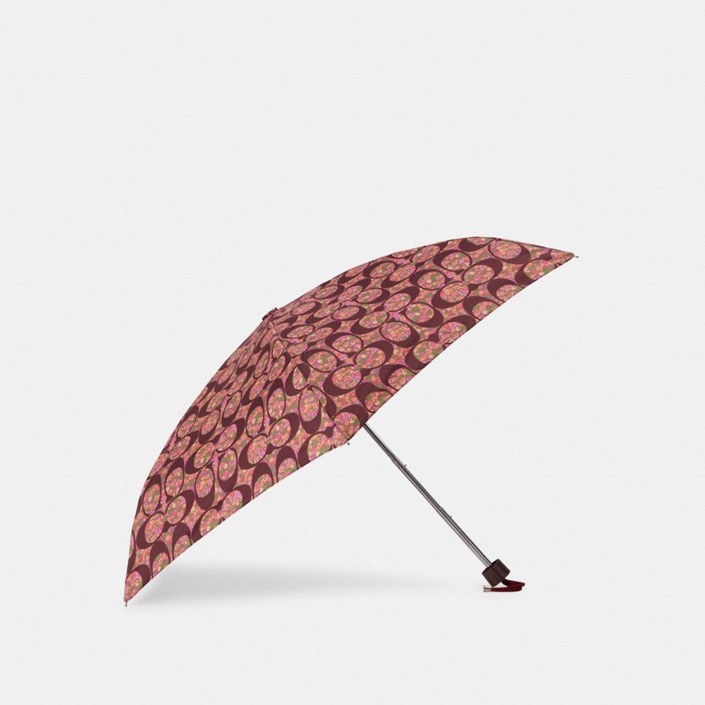 COACH Mini Umbrella In Signature Posey Cluster Print - SILVER/BRIGHT MULTI - 5335