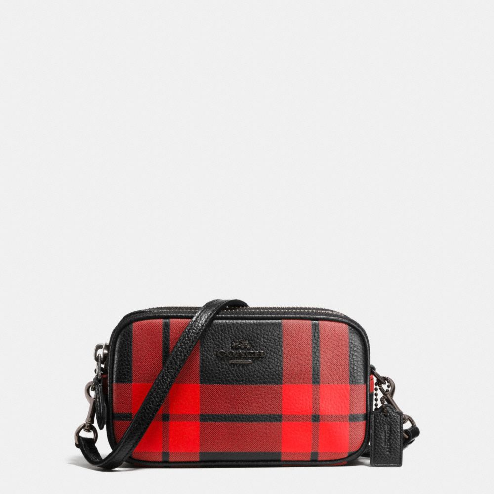 red and black plaid coach purse