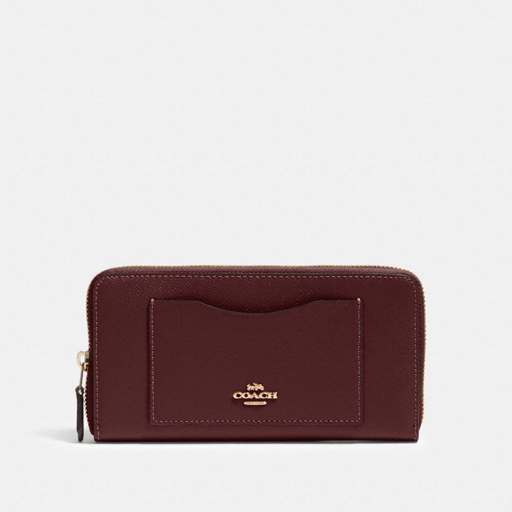 COACH 54007 ACCORDION ZIP WALLET IM/DARK-BURGUNDY