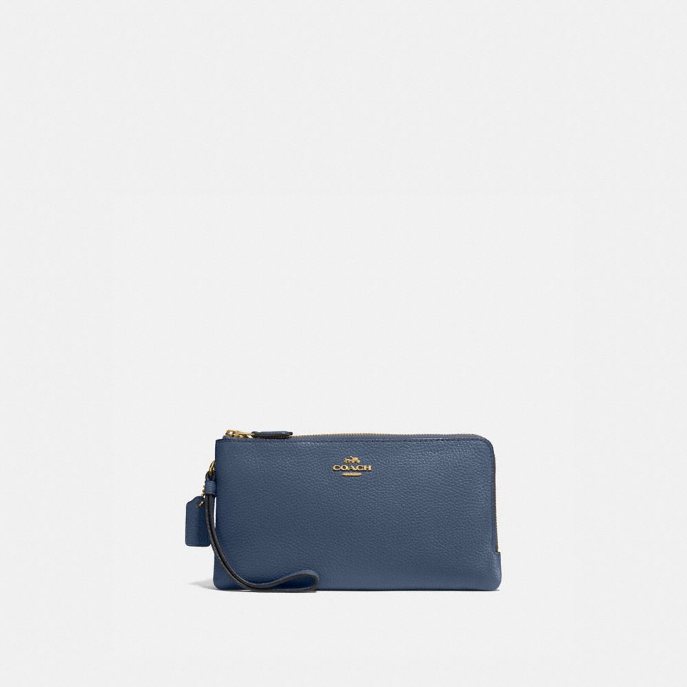 DOUBLE ZIP WALLET - 54052 - BRASS/DARK DENIM