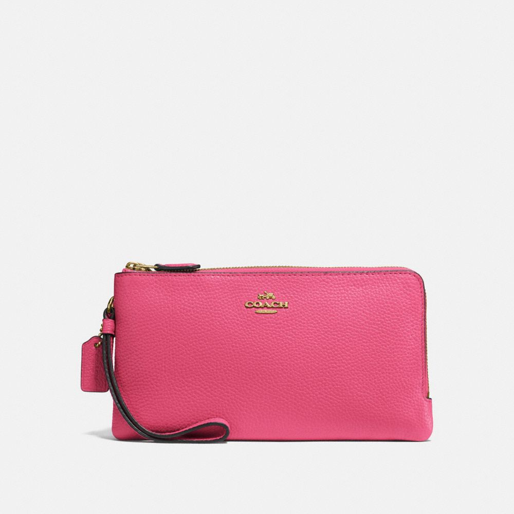 COACH 54052 DOUBLE ZIP WALLET B4/CONFETTI-PINK