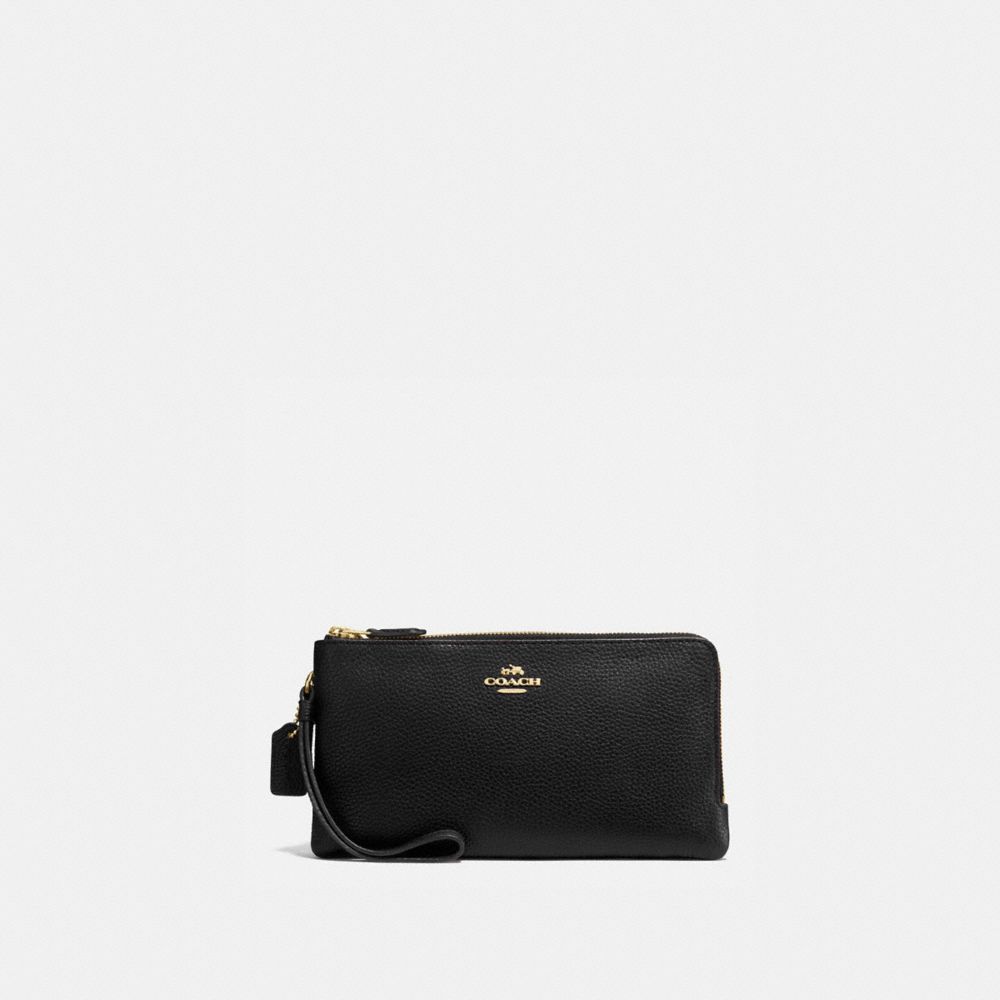 COACH 54052 DOUBLE ZIP WALLET GOLD/BLACK