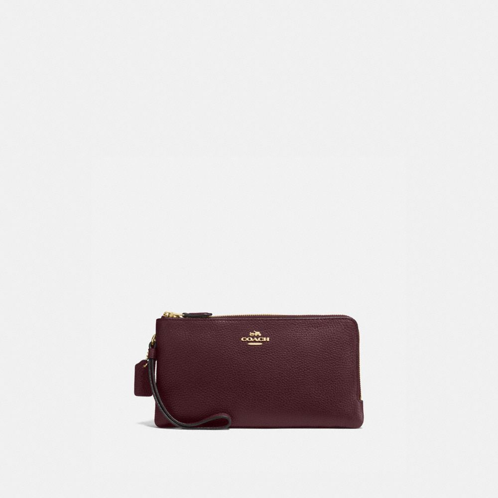 COACH 54052 - DOUBLE ZIP WALLET GOLD/OXBLOOD