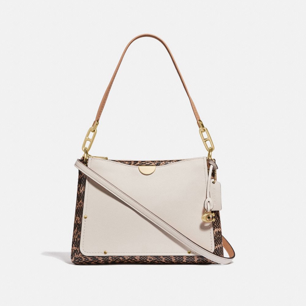 COACH 54162 DREAMER SHOULDER BAG WITH SNAKESKIN DETAIL GD/CHALK-MULTI