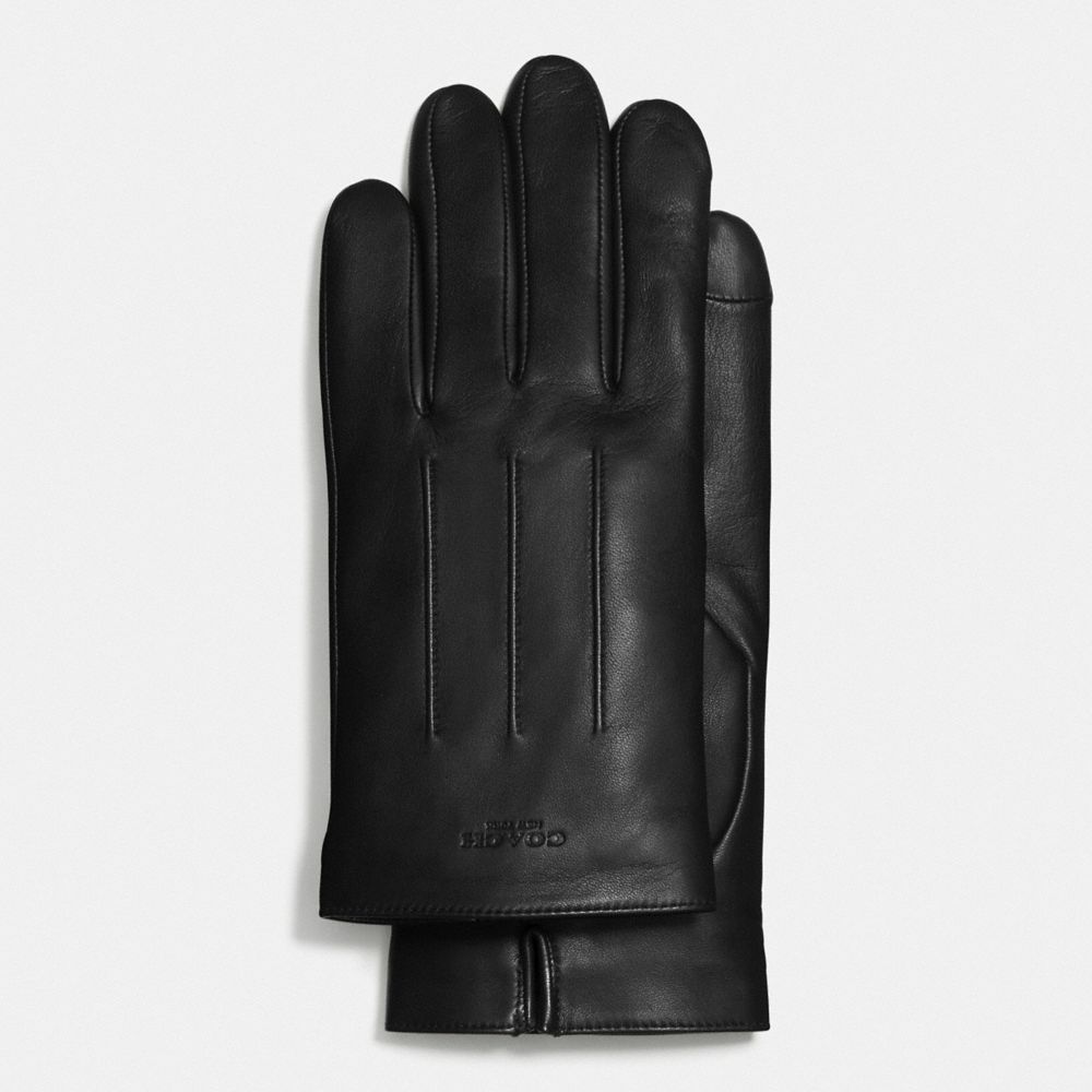 COACH 54182 LEATHER GLOVES BLACK