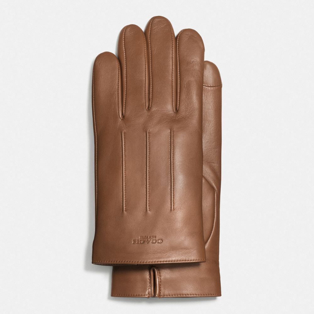 COACH 54182 Leather Gloves DARK SADDLE