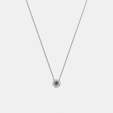 COACH 54514 Open Circle Stone Strand Necklace Silver/Blue