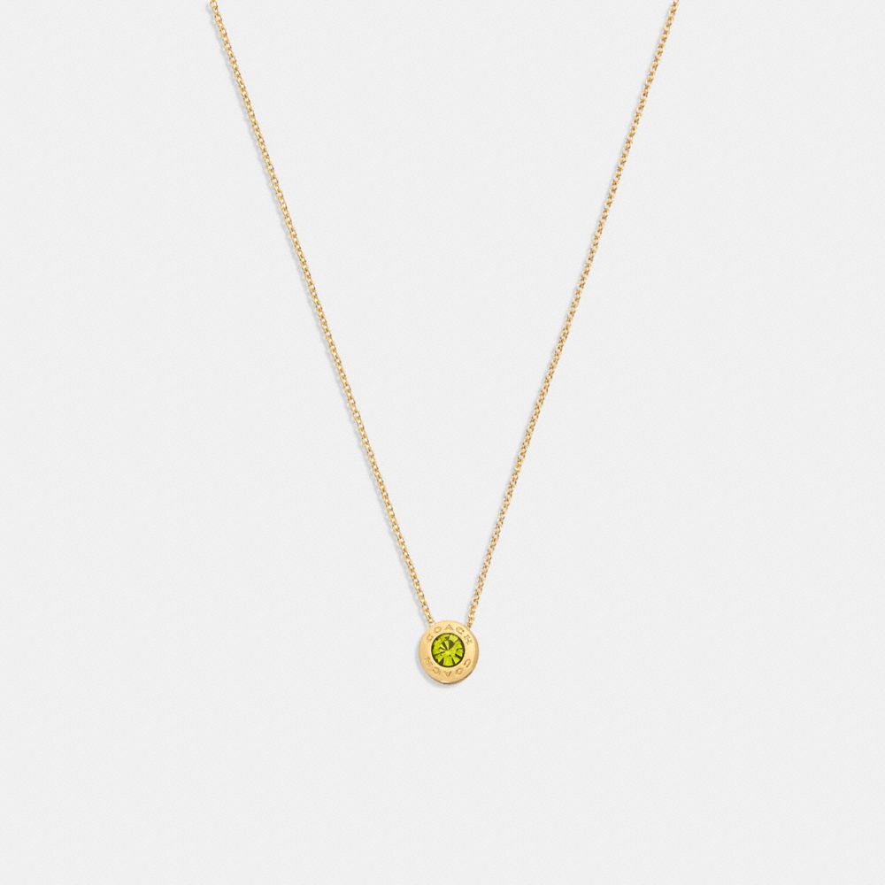 COACH 54514 Open Circle Stone Strand Necklace Gold/ Green