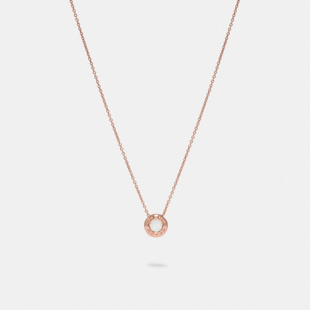 Open Circle Stone Strand Necklace - 54514 - ROSE GOLD / WHITE