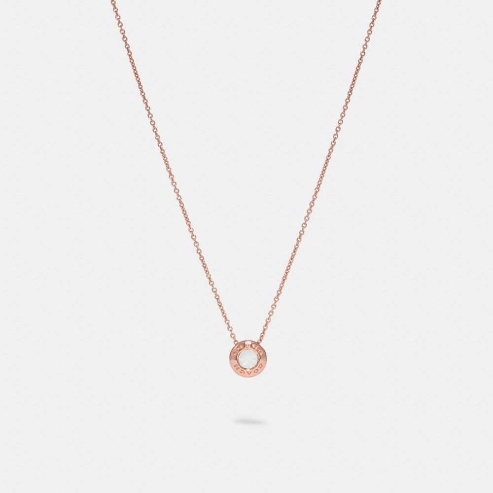 Open Circle Stone Strand Necklace - ROSE GOLD / WHITE - COACH 54514