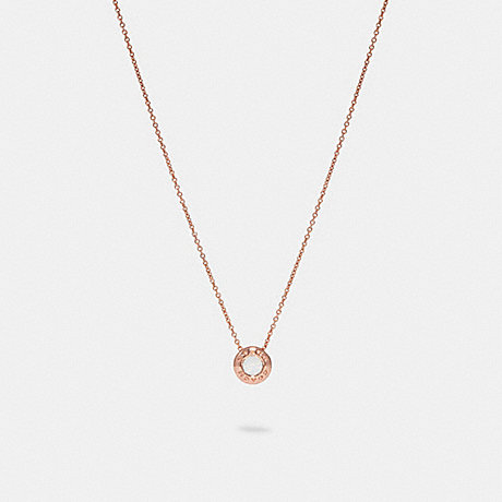 COACH 54514 Open Circle Stone Strand Necklace ROSE GOLD / WHITE