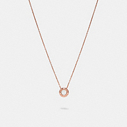 Open Circle Stone Strand Necklace - ROSE GOLD / WHITE - COACH 54514