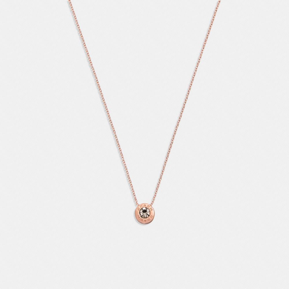 COACH 54514 Open Circle Stone Strand Necklace ROSE GOLD/BLACK