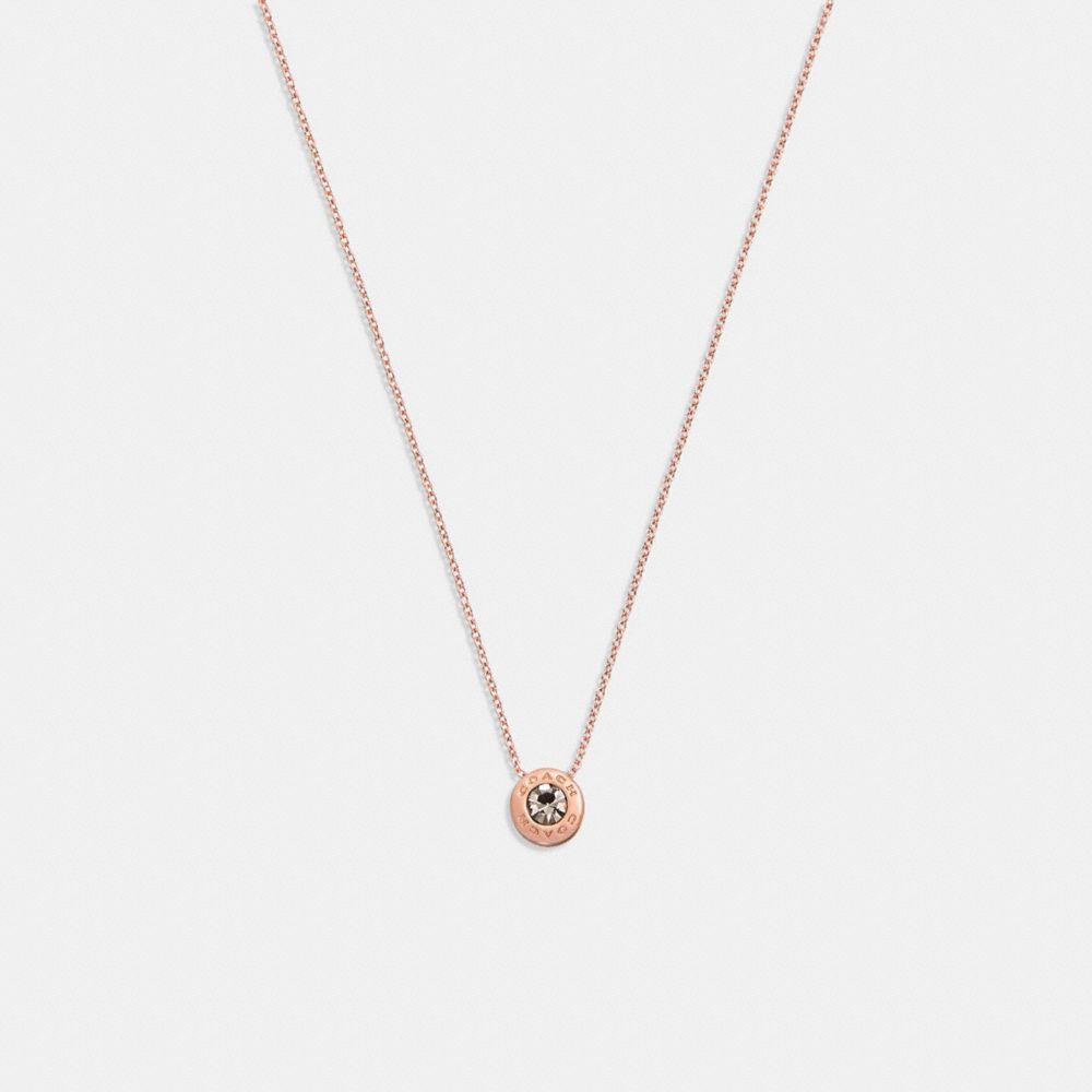 COACH 54514 Open Circle Stone Strand Necklace ROSE GOLD/BLACK