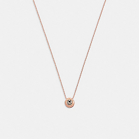 COACH 54514 Open Circle Stone Strand Necklace Rose Gold/Black