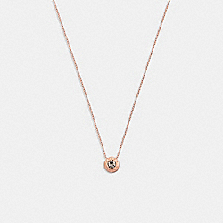 COACH 54514 Open Circle Stone Strand Necklace ROSE GOLD/BLACK