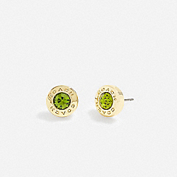 COACH 54516 Open Circle Stone Strand Earrings GOLD/ GREEN
