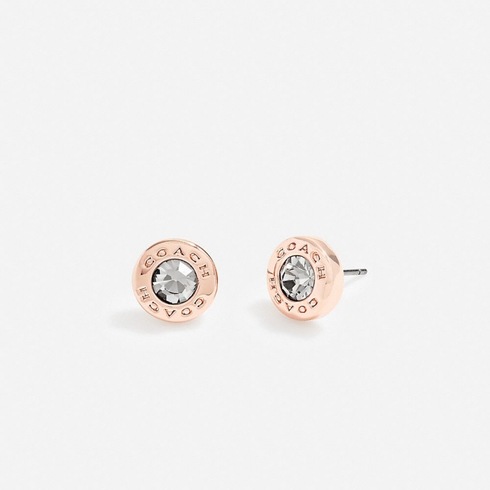 COACH 54516 Open Circle Stone Strand Earrings Rose Gold/Black