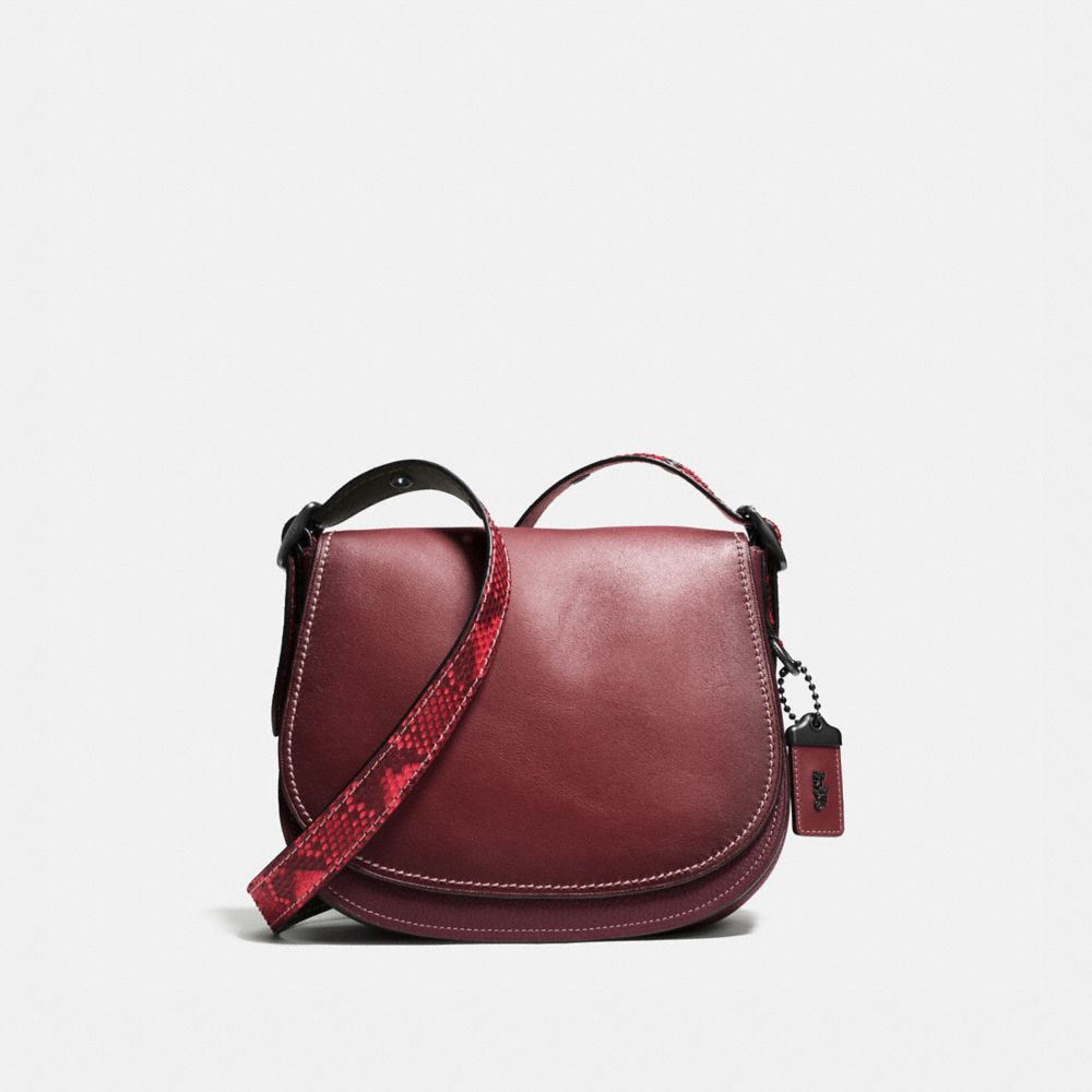 COACH 54547 - SADDLE 23 WITH COLORBLOCK PYTHON DETAIL BORDEAUX/BLACK COPPER