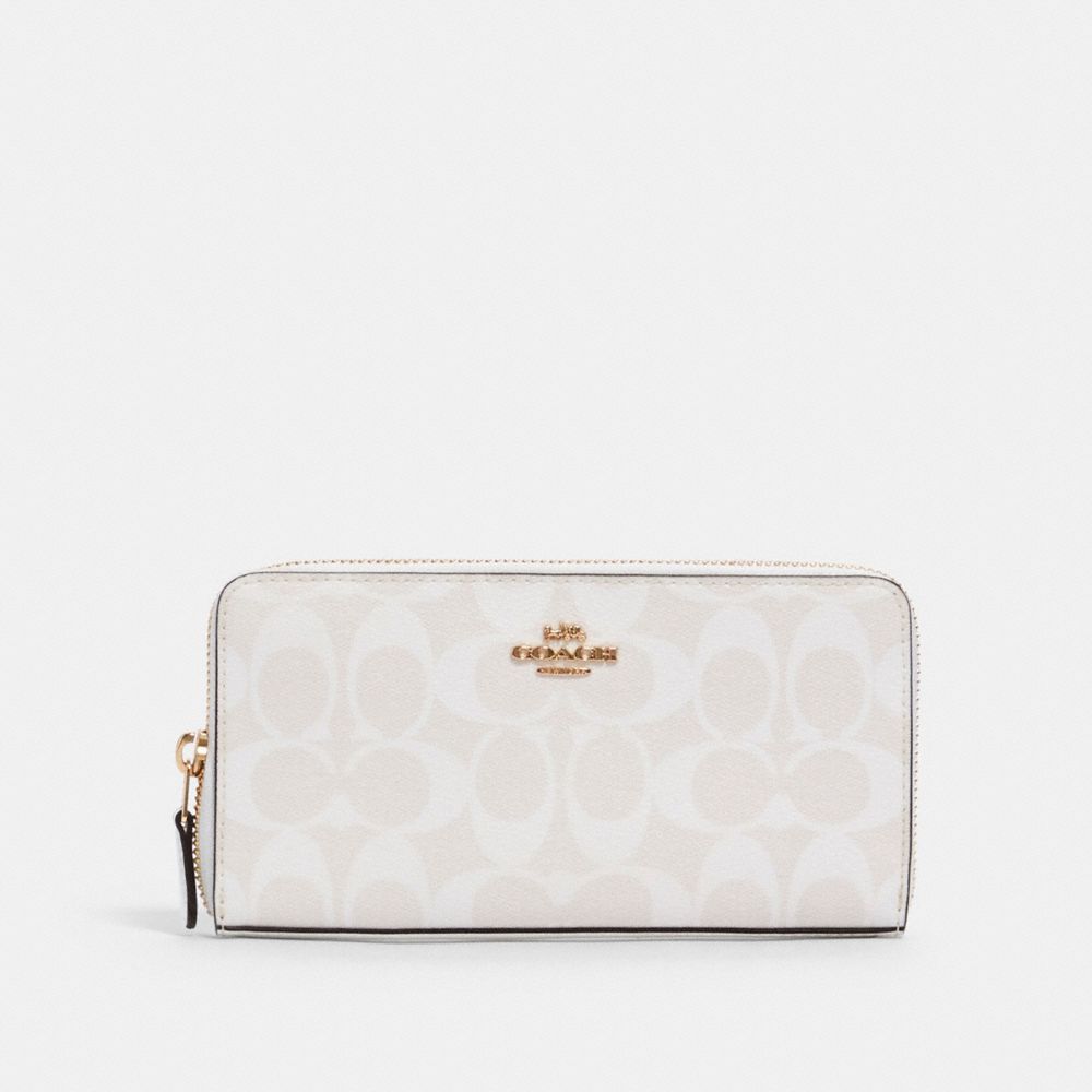 COACH ACCORDION ZIP WALLET IN SIGNATURE CANVAS - IM/CHALK/GLACIERWHITE - 54632