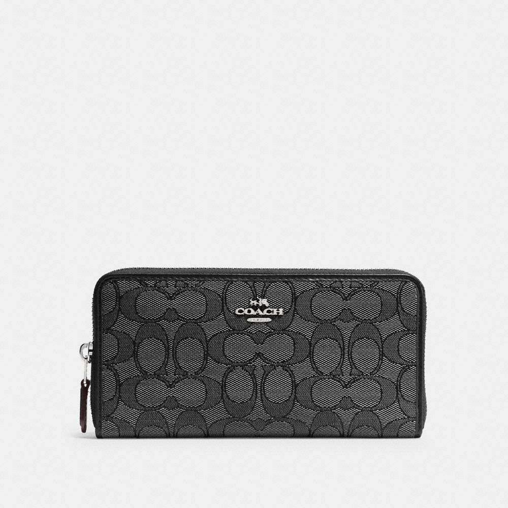 COACH 54633 Accordion Zip Wallet In Signature Jacquard SV/BLACK SMOKE/BLACK