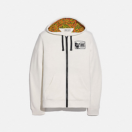 COACH DISNEY MICKEY MOUSE X KEITH HARING FULL ZIP HOODIE - WHITE - 5469