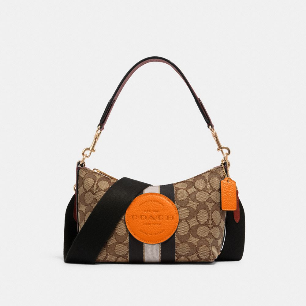 COACH 5483 DEMPSEY SHOULDER BAG IN SIGNATURE JACQUARD WITH STRIPE AND PATCH IM/KHAKI SUNBEAM MULTI