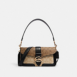 GEORGIE SHOULDER BAG IN BLOCKED SIGNATURE CANVAS - IM/KHAKI/LT KHAKI/BLACK - COACH 5509