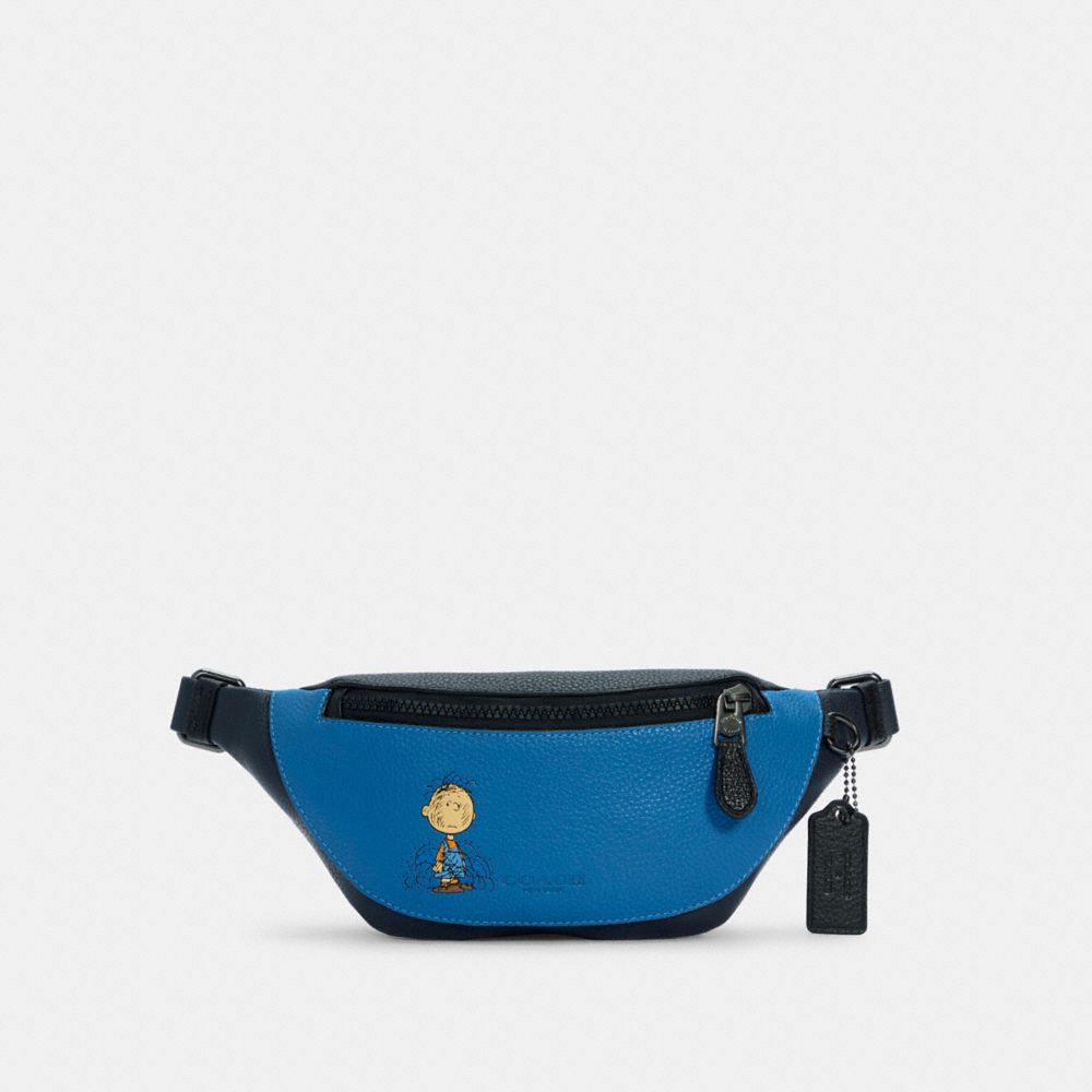 COACH X PEANUTS MINI WARREN BELT BAG WITH CHARLIE BROWN - 5512 - QB/VIVID BLUE