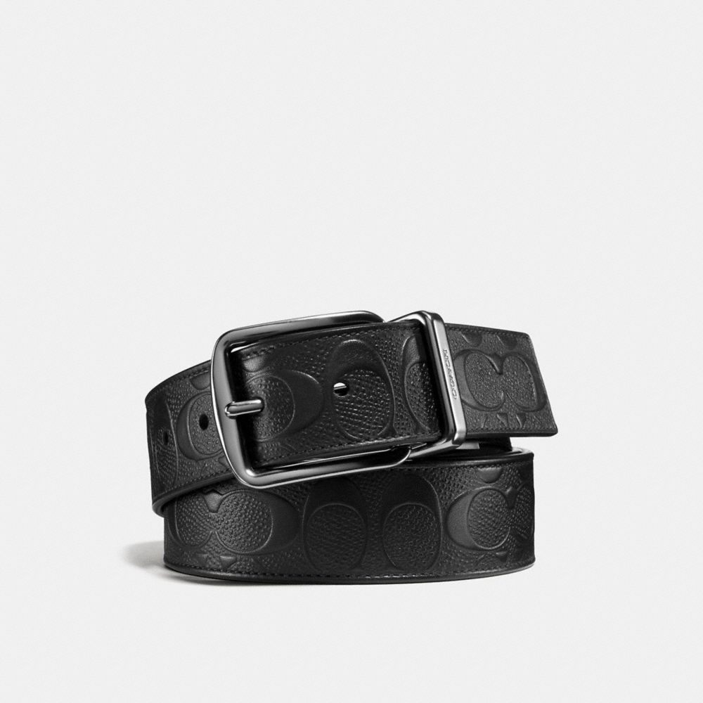 COACH 55168 Harness Buckle Cut-to-size Reversible Belt, 38mm BLACK/BLACK