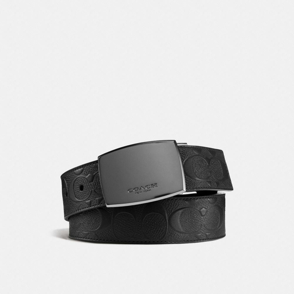 PLAQUE BUCKLE CUT-TO-SIZE REVERSIBLE BELT, 38MM - 55179 - BLACK/BLACK