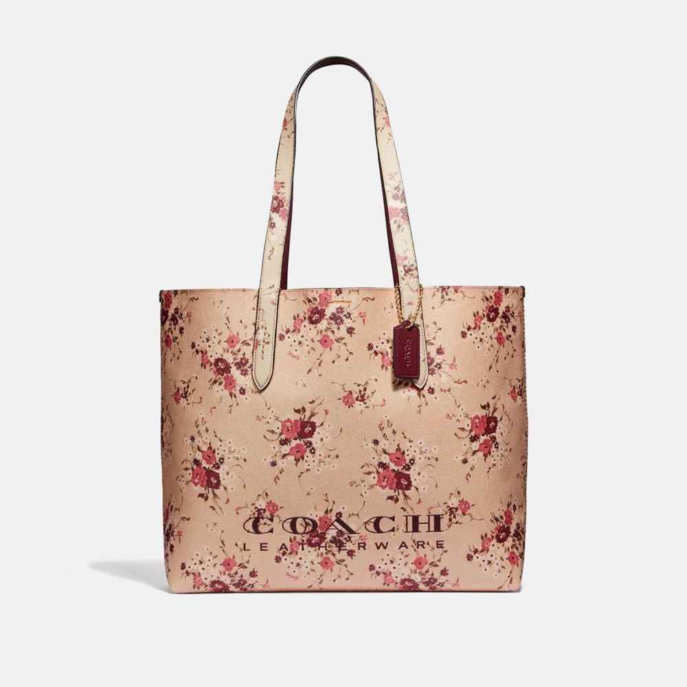 HIGHLINE TOTE WITH FLORAL PRINT - BEECHWOOD/GOLD - COACH 55181