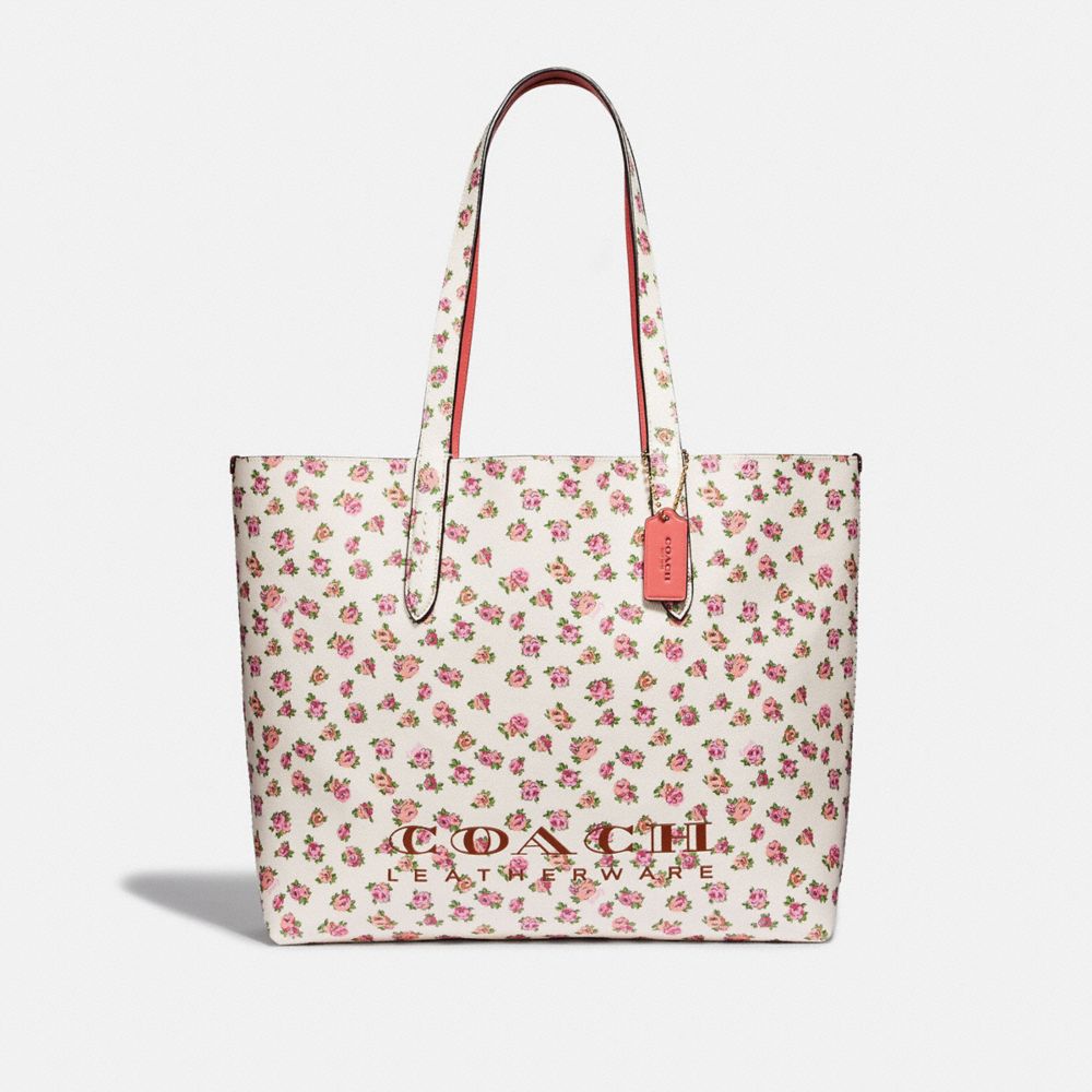 COACH HIGHLINE TOTE WITH FLORAL PRINT - CHALK/GOLD - 55181
