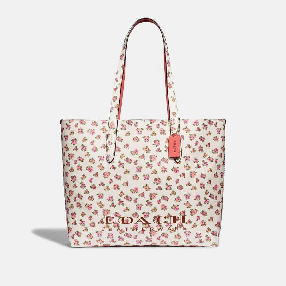 COACH 55181 HIGHLINE TOTE WITH FLORAL PRINT CHALK/GOLD