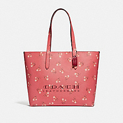 COACH 55181 - HIGHLINE TOTE WITH FLORAL PRINT SV/BRIGHT CORAL