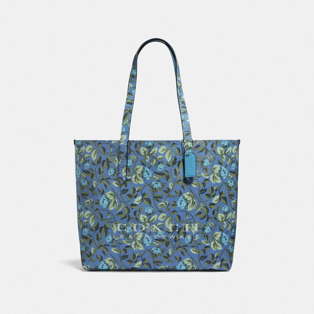 COACH HIGHLINE TOTE WITH FLORAL PRINT - SV/SLATE - 55181