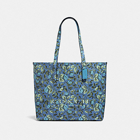 COACH 55181 HIGHLINE TOTE WITH FLORAL PRINT SV/SLATE