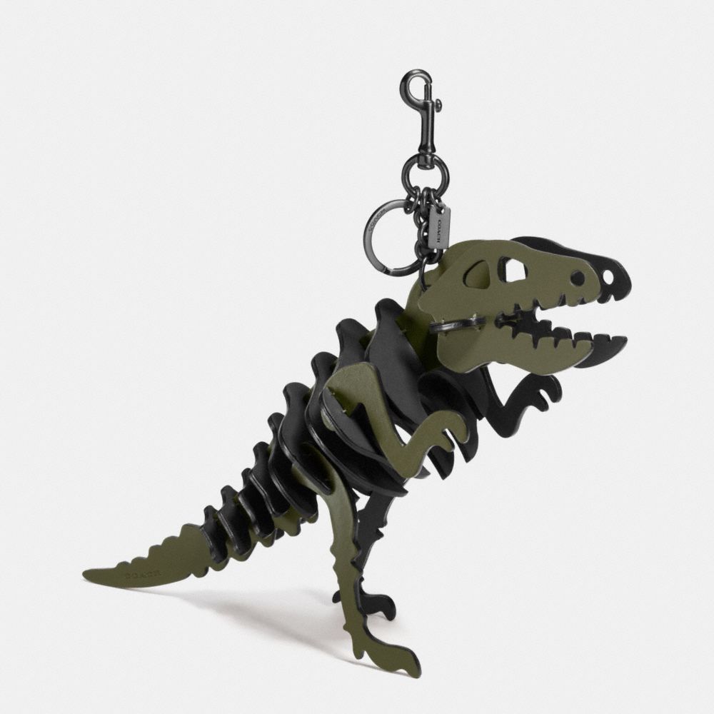 COACH 55426 LARGE REXY BAG CHARM BK/OLIVE BLACK