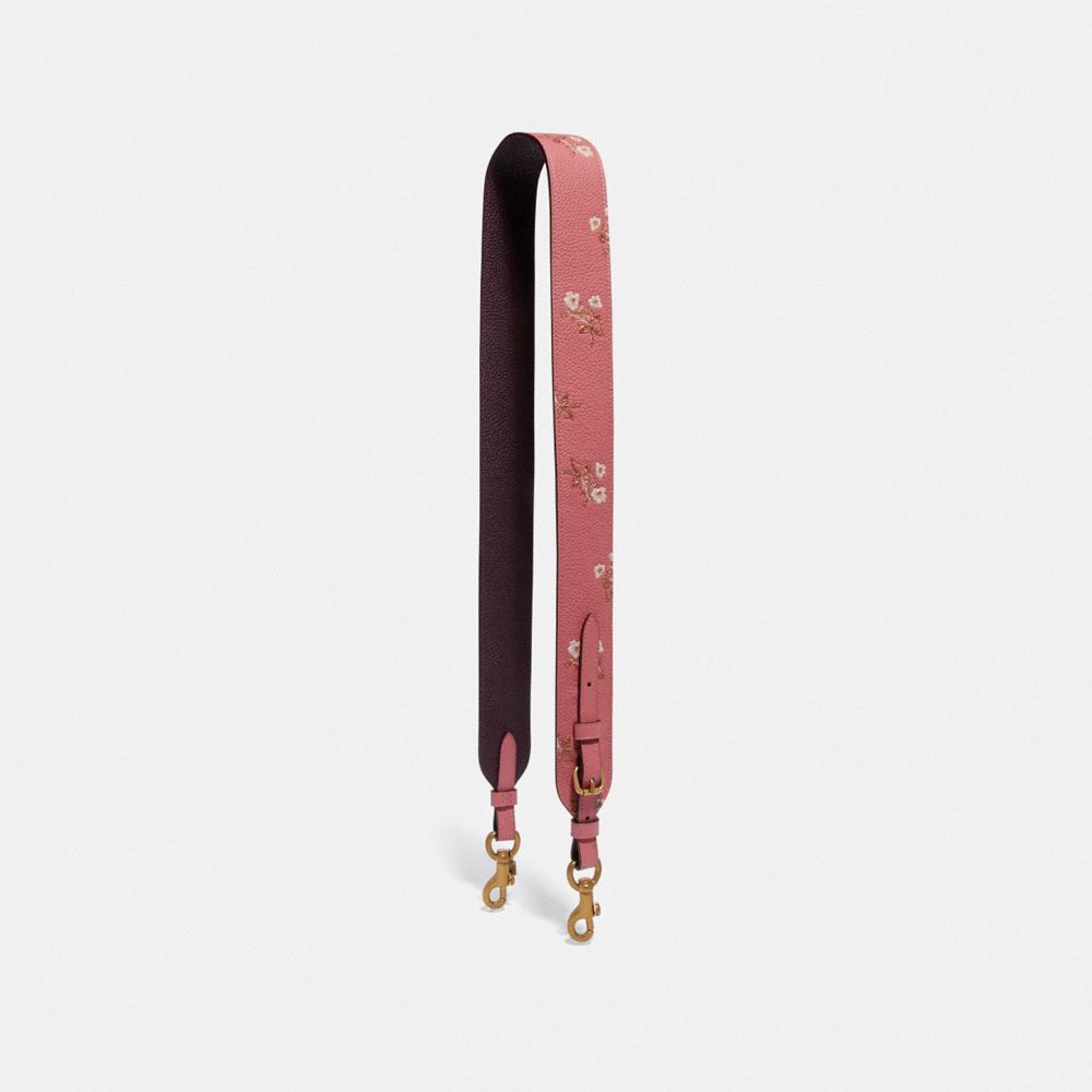 STRAP WITH FLORAL PRINT - BRIGHT CORAL/BRASS - COACH 55506