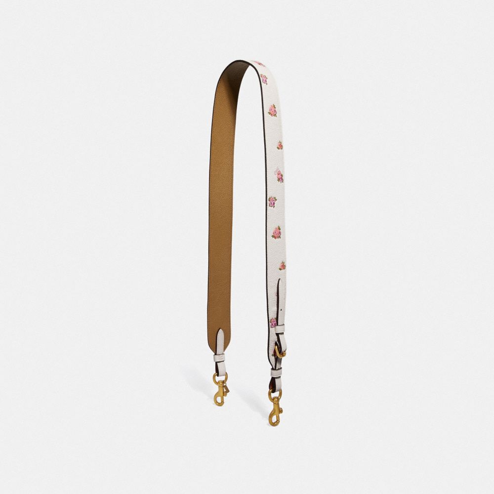 COACH 55506 STRAP WITH FLORAL PRINT CHALK/BRASS