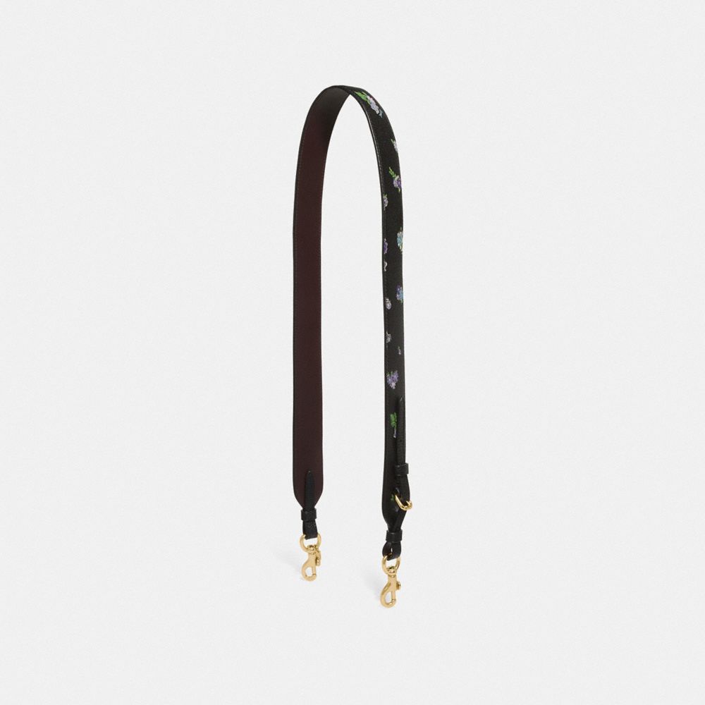 COACH STRAP WITH FLORAL PRINT - BLACK/GOLD - 55506