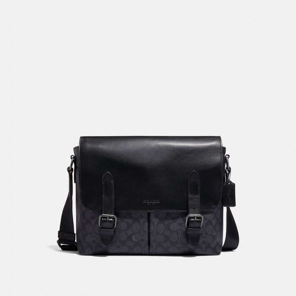 COACH Metropolitan Soft Messenger In Signature Canvas - BLACK ANTIQUE NICKEL/CHARCOAL - 55554