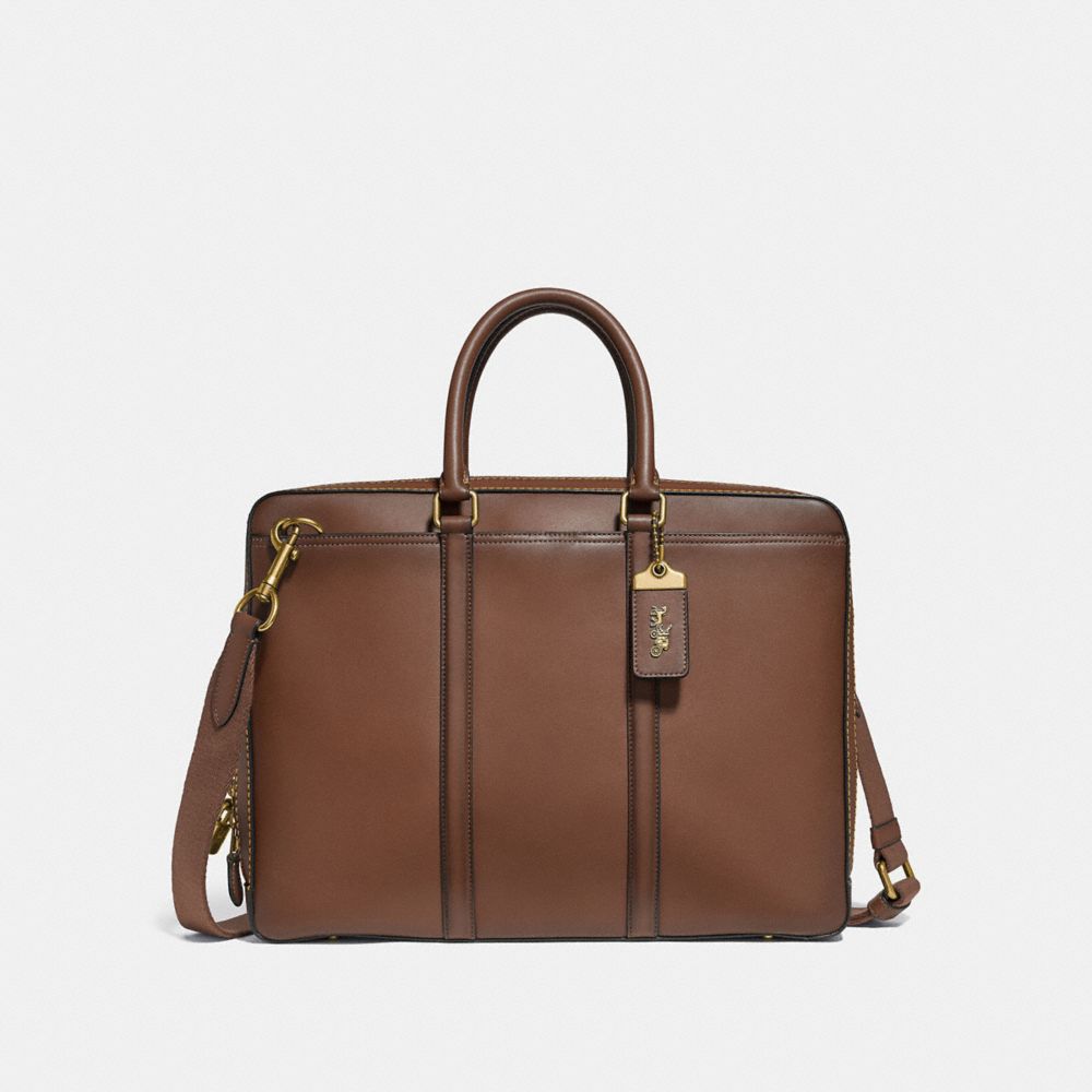 COACH 55565 Metropolitan Slim Brief BRASS/SADDLE