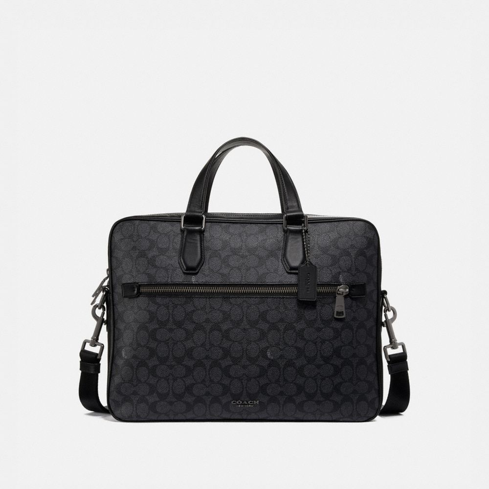 COACH KENNEDY BRIEF 40 IN SIGNATURE CANVAS - QB/CHARCOAL - 55577