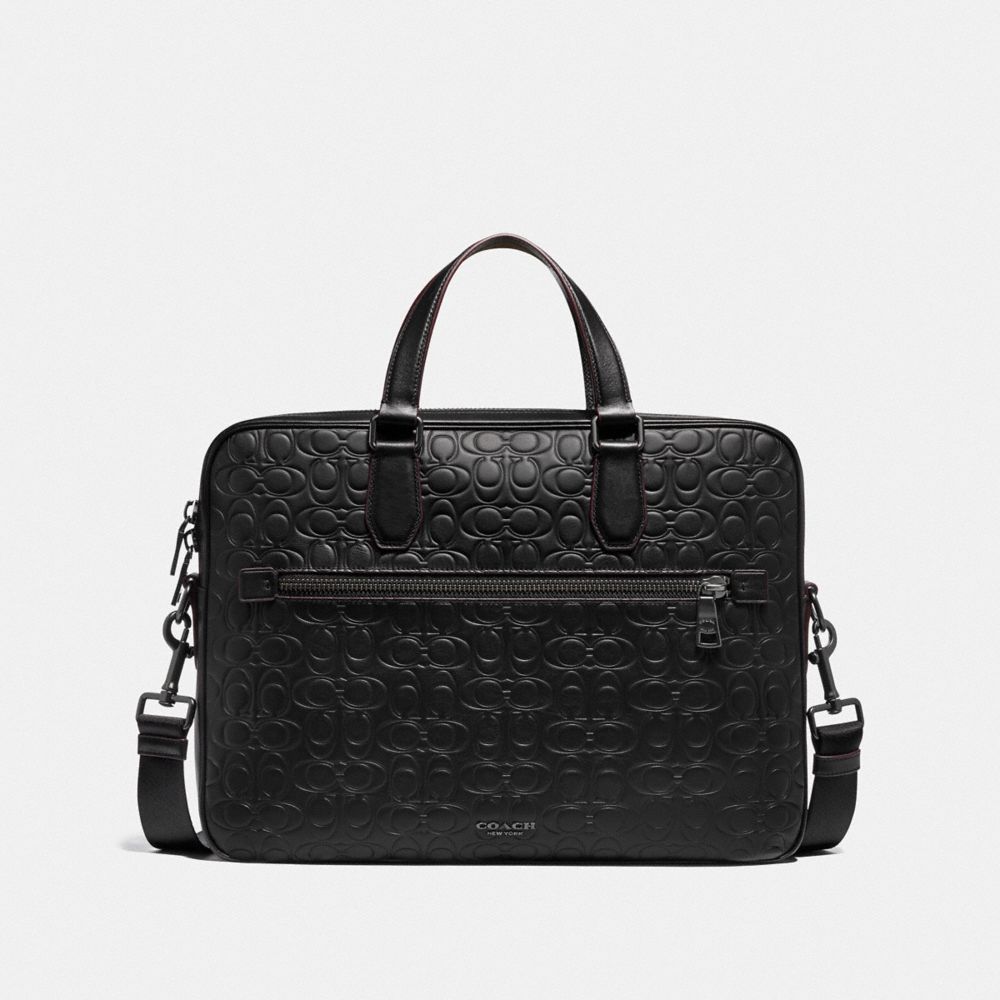 KENNEDY BRIEF 40 IN SIGNATURE LEATHER - QB/BLACK - COACH 55578